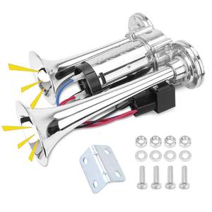 lot 6780 image: FILTERUP 12V 600DB Upgraded Air Horn Dual Trumpets, Super Loud Train Electric Horn Kit with Air Compressor Compatible with 12V vehicles Trucks Trains Boats Pickup SUVs Cars Speaker
