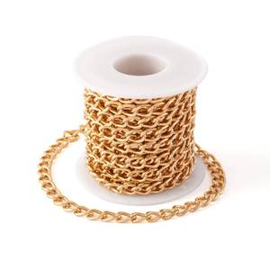 lot 6795 image: Craftdady 16.4 Feet Aluminum Curb Chain Link Gold Twisted Cable Cross Chain Unwelded 10x6.5mm with Spool for Bracelet Necklace Tassel Earring Jewelry Making