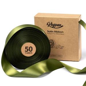 lot 6803 image: Keypan Green Satin Ribbon 1-12 Inch x 50 Yards Double-Faced for Gift Wrapping Crafts Flower Bouquet Invitations Holiday Decorating