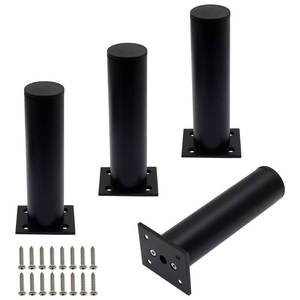 lot 6812 image: Kyuionty 4 Pack Adjustable Furniture Legs Round 1.5 Dia Thickened Aluminum Alloy Sofa Shelves Table Kitchen Adjustable Feet 6 Height (Black)