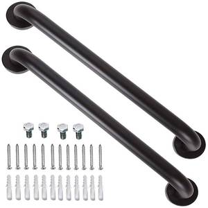 lot 6820 image: Black Shower Grab Bar 16 Inch - 1.25 Diameter, iMomwee 2 Pack Stainless Steel Bathroom Grab Bar Handle, Bathroom Shower Balance Bar,Safety Hand Rail Support,Handicap Elderly Senior Assist Bath Handle