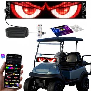 lot 6827 image: GENOUR AI Voice Controlled Golf Cart Devil Eyes Light Sign - 23x5in 16x96 High-Res Flexible LED Sign Devil Eyes Light for Windshield Hands-Free Programmable via Smartphone App for UTV Truck Decor