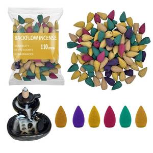 lot 6849 image: 110Pcs Backflow Incense Cones for Waterfall 6 Different Mixed Natural Incense Waterfall Cones