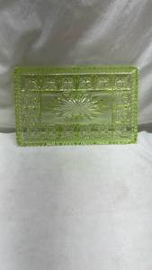 lot 201 image: Light Green Depression Uranium Glass Relish Tray