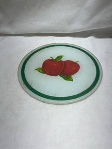 lot 207 image: Hand Painted Apple Glass Hot Plate
