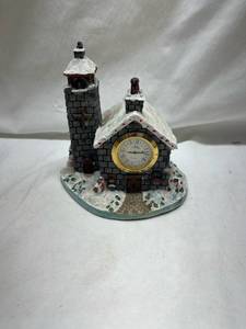 lot 211 image: Winter Church Clock Figurine
