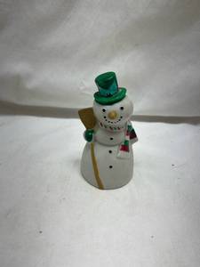 lot 228 image: Ceramic Snowman Christmas Figurine with Green Top Hat