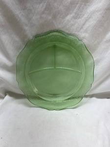 lot 231 image: Green Depression Uranium Glass Divided Plate