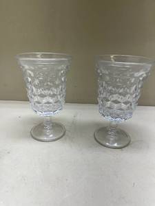 lot 237 image: Crystal Cut Glass Footed Water Goblets Glows with Magnesium under UV 365nm