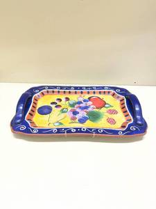 lot 249 image: Hand-Painted Fruit Design Ceramic Serving Tray