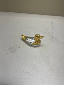 lot 251 image: Crystal Duck Figurine with Gold Accents