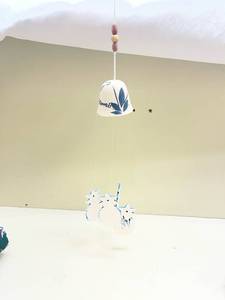 lot 261 image: Decorative Ceramic Wind Chime with Blue Floral Design