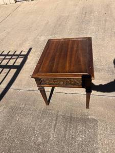 lot 276 image: Traditional Wooden Side Table with Carved Detail