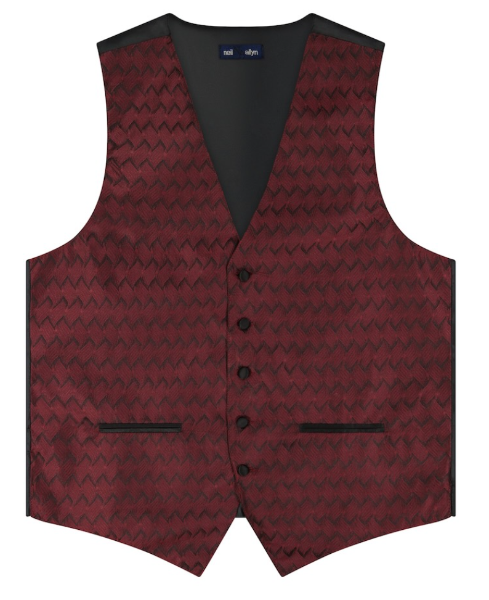 lot 66432 image: APPEARS NEW - Mens Neil Allyn Burgundy Pattern Formal Vest (Size Small) Set of 3