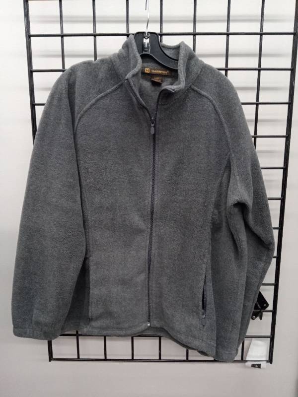 lot 66702 image: Harriton Gray Full-Zip Fleece Jacket (Large)