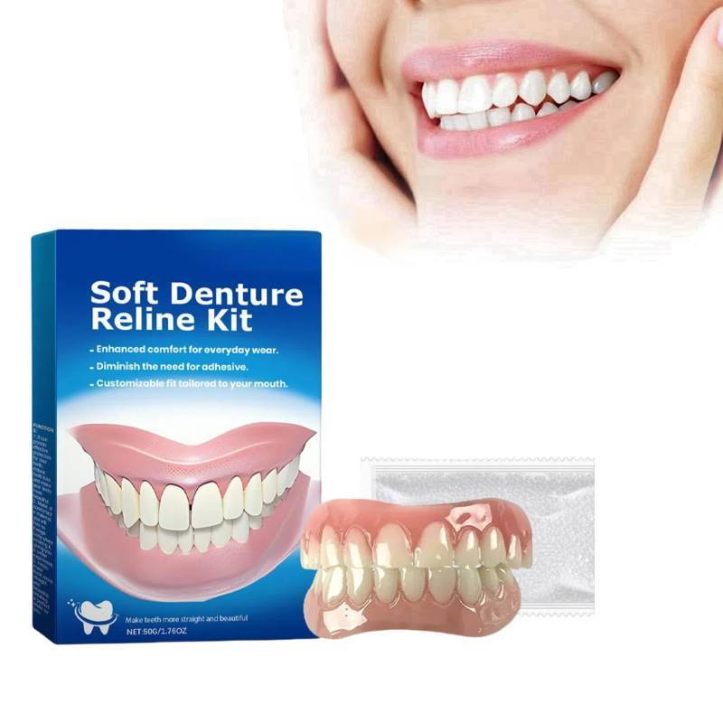 lot 65238 image: FACTORY SEALED - Soft Denture Reline Kit, Comfortable Silicone Reliner for Upper & Lower Dentures, Easy DIY Fit, 2 Pack