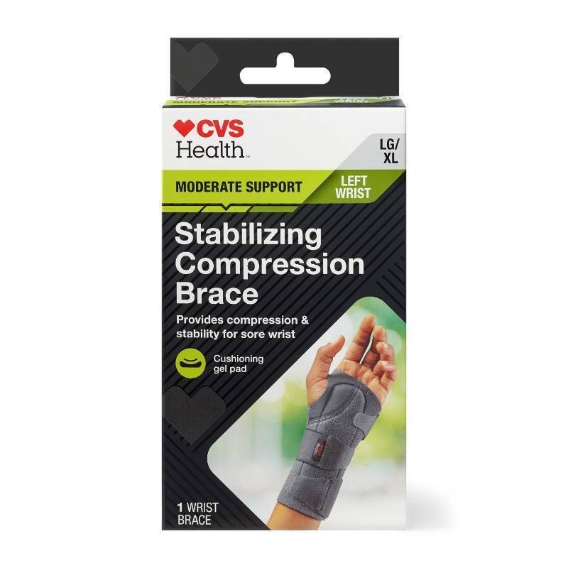 lot 65239 image: CVS Health Stabilizing Compression Left Wrist Brace, LXL