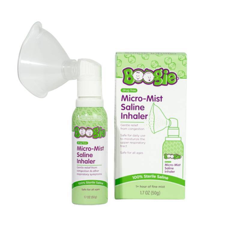 lot 65395 image: FACTORY SEALED - Boogie Micro-Mist Saline Inhaler, Baby Nose Congestion Relief, Nasal Spray for Kids, Pediatrician Recommended, HSAFSA Eligible, Unscented, 1.7 oz (Pack of 1) exp 82025