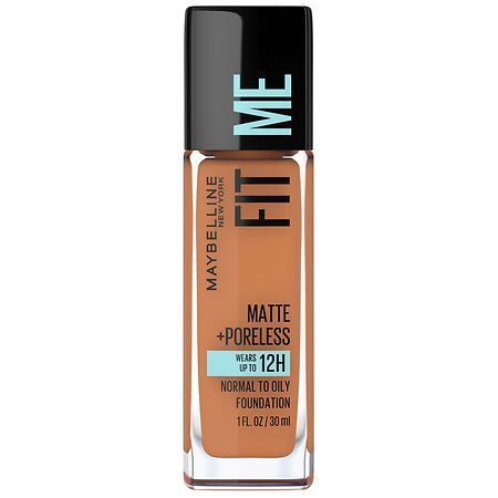 lot 63800 image: APPEARS NEW - Maybelline Fit Me Matte  Poreless Liquid Foundation Makeup  338 Spicy Brown  1 fl oz