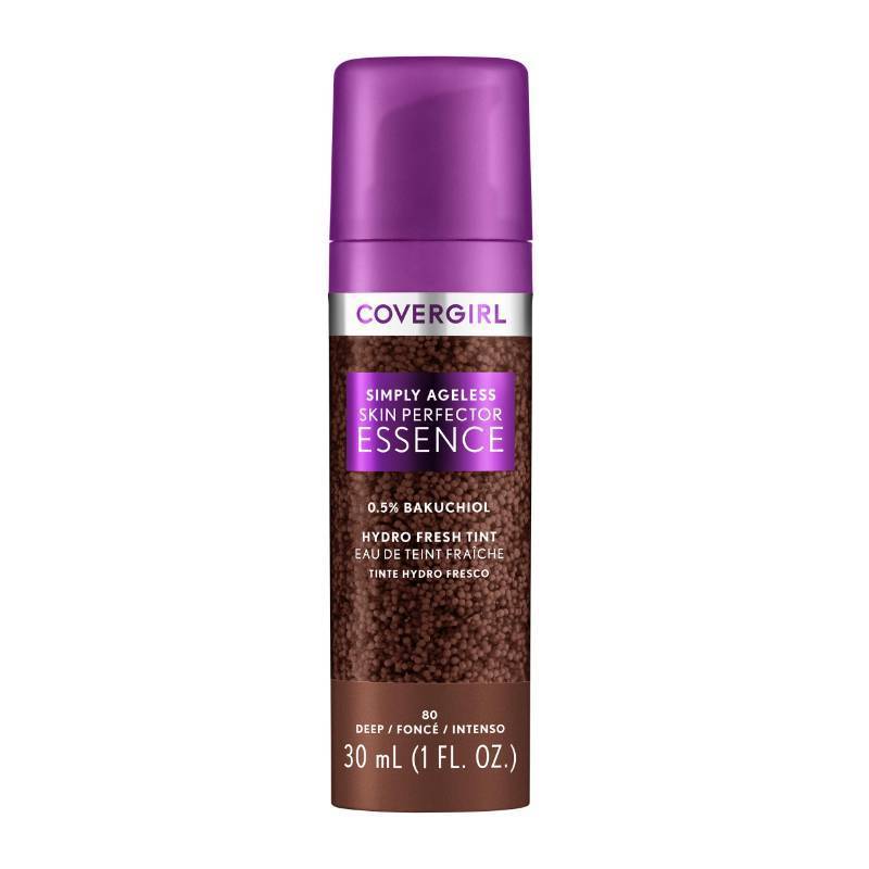lot 63805 image: FACTORY SEALED - Covergirl Simply Ageless Skin Perfector Essence Foundation, 80 Deep, Tinted Skincare Makeup Hybrid, Sheer Tint, Radiant Finish, Glowy Finish, Vegan Formula, 1.0oz
