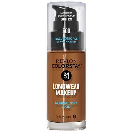 lot 63873 image: FACTORY SEALED - Revlon ColorStay Liquid Foundation Makeup  NormalDry Skin  SPF 20  500 Walnut  1 fl oz