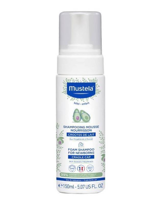 lot 49744 image: (UNUSED) Mustela Cradle Cap Foam Shampoo for Newborn - Baby Shampoo with Naturally derived Avocado Polyphenols - Tear-Free & Fragrance-Free - 5.07 fl. oz.