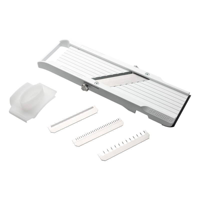 lot 25764 image: Benriner Mandoline Slicer, with 4 Japanese Stainless Steel Blades, BPA Free, New Model - Retail $47