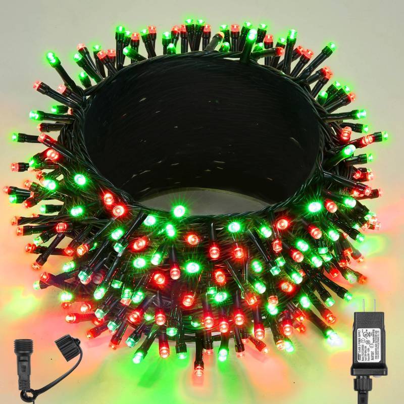 lot 25802 image: WBao Christmas Lights Indoor Outdoor 300LED 108ft, Super Bright LED Christmas String Lights with UL Certified, 8 Modes, Timer, Connectable & Waterproof for Trees, Patio, Xmas Party Decor, Red Green - Retail $26