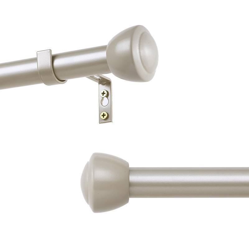 lot 48879 image: MERJULAN 1 Inch Nickel Curtain Rods for Windows 28-48 Inches - Heavy Duty Drapery Rods with Adjustable Rods and Ball Finials - Ideal Room Divider and Outdoor Rod,32-48 - Retail $17