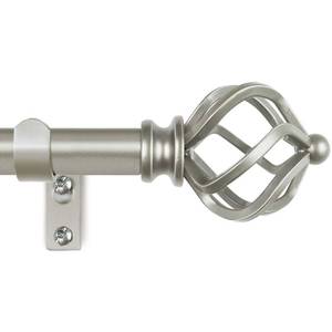 lot 21262 image: KAMANINA Silver Curtain Rod 32 to 58 Inch(2.6-4.8ft), Adjustable Curtain Rods for Windows 28 to 48 Inch, 34 Inch Splicing Drapery Rods with Twisted Cage Finial - Retail $19