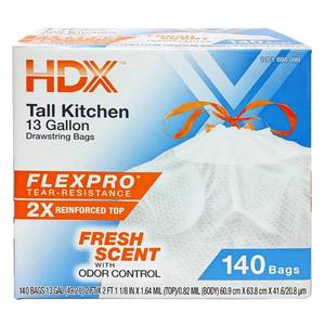 lot 21276 image: FlexPro 13 Gallon Fresh Scent Kitchen Trash Bag (140-Count) - Retail $25