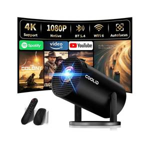 lot 21283 image: Built-in Apps & 2026 Upgraded Mini Projector Support 4K 1080P Auto Keystone 180° Rotatable with WiFi 6 and Bluetooth 5.4, Projector Portable Compatibile with HDMITV StickMemory StickLaptop-Black - Retail $60