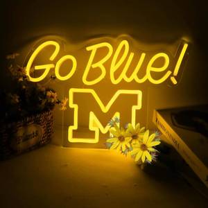 lot 26376 image: Michigian Neon Led Wolveriines Sign Go Blue Vibrant LED Wall Art for University of Michigan Fans for Game Day, Man Cave, Dorm & Bar Decor - Michigan Rugby Football Sports Team Spirit Gift for Alumni & Students - Retail $37