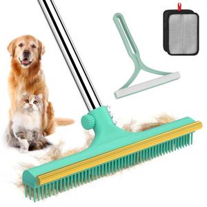 lot 26385 image: Carpet Rake for Pet Hair Removal - 60 Adjustable Long Handle Carpet Rake, 3 in 1 Reusable Pet Hair Removal Tool Kit, Cat Dog Fur Rakes Scraper Carpet Broom for Carpets, Rugs, Mats - Retail $26