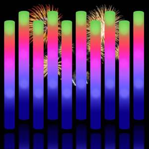 lot 26391 image: Super Z Outlet Upgraded Light up Foam Sticks, 3 Modes Colorful Flashing LED Strobe Stick for Party, Concert and Event (12) - Retail $17