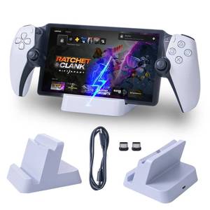 lot 26394 image: HEATFUN Charging Station for PlayStation Portal Remote Player, Portable PS Portal Charger Dock Stand with Type C Plug, PlayStation 5 PS5 Portable Accessories - White - Retail $20