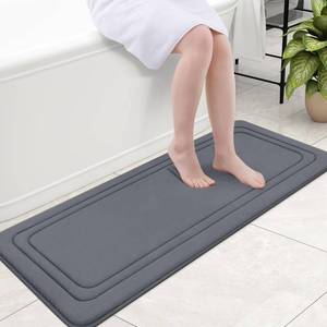 lot 26396 image: Grandaily Memory Foam Bath Mat Rug 47x20, Ultra Soft, Non-Slip and Absorbent Bathroom Rugs, Machine Wash Dry, Comfortable Bath Carpet for Bathroom Floor, Tub and Shower, Dark Grey - Retail $26