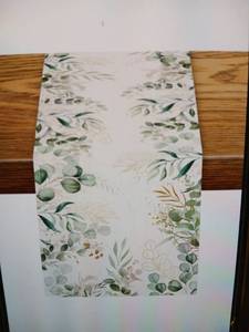 lot 32594 image: Green Eucalyptus Leaves Table Runner 13 x 72in