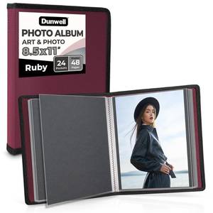 lot 32613 image: Dunwell Art Portfolio 8.5x11 Folder (Ruby), Black Mounting Paper, Portfolio Binder for Artwork, 8.5 x 11 Art Folder, 24 Pockets Display 48 Pages, Acid-Free Poly Presentation Book - Retail $10