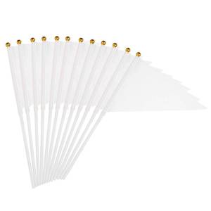 lot 32617 image: PATIKIL 8x3 Inch Mini Pennant Flags, 12Pcs Small Handheld Blank Solid Flag on Stick for DIY Graffiti Birthday Carnival Celebration Sports, White - Retail $6