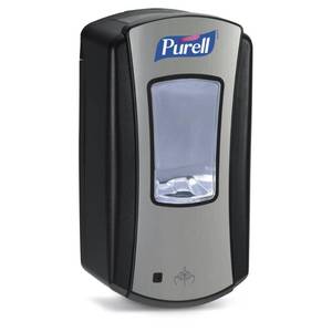 lot 40304 image: Purell LTX-12 Touch-Free Hand Sanitizer Dispenser, ChromeBlack, for 1200 mL Purell LTX-12 Hand Sanitizer Refills (Pack of 1 - Refills sold separately) - 1928-04 - Retail $33