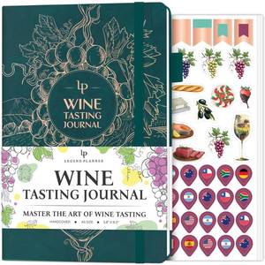 lot 40316 image: Legend Wine Tasting Journal Wine Guide & Diary Unique Accessories & Gifts for Wine Lovers, Women & Men, Eco Leather Notebook (Deep Sea) - Retail $20