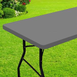 lot 40320 image: Smiry Rectangle Picnic Table Cloth, Waterproof Elastic Fitted Tablecloths for 6 Foot Tables, Washable Polyester Table Cover for Camping, Indoor and Outdoor (Grey, 30x72) - Retail $13