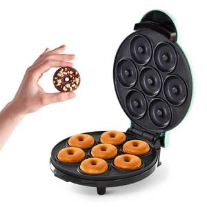 lot 49150 image: Dash Express Mini Donut Maker - Homemade Dessert Maker - Features Double-Sided, Non-Stick Surface & Space-Saving Design - Makes 7 - Aqua Tested Powers On - Retail $25