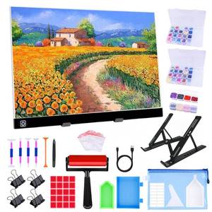 lot 49154 image: A3 LED Light Pad for Diamond Painting,Ratukall Diamond Art Light Board Kit,Adjustable Brightness Light Box for Tracing with Diamond Painting Accessories and Tools Includes Storage Case, Pens,Stand - Retail $36
