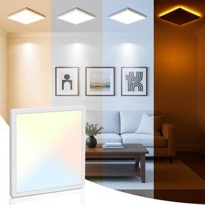 lot 49155 image: BLNAN Dimmable LED Flush Mount Ceiling Light Fixture with Remote Control, 9 Inch 18W 3000K-6500K, 2000K Nightlight Wired Low Profile for Bedroom, Kitchen, Living Room, Square White - Retail $16