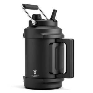 lot 49158 image: 1 Gallon Insulated Water Bottle for Sports Meoky 128 oz Triple Wall Vacuum Stainless Steel Water Jug - Top and Side Handles, Cold for 48 Hrs, 2-in-1 Straw and Spout Lid, Leak Proof for Hiking (Night) - Retail $50