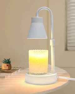 lot 49165 image: Elenhome Candle Warmer Lamp with Adjustable Height - Stepless Dimming & Metal Finish - No Flame Scented, Includes 2 Bulbs (White) - Retail $16