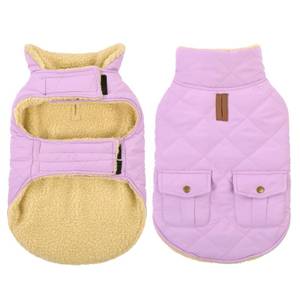 lot 49178 image: Queenmore Warm Dog Coat, Cold Weather Puffer Dog Coat Vest, Quilting Winter Pet Jacket Ultra Thick Plush Fleece Lining Pet Clothes for Dogs with Storage Pockets (Lilac, Small)