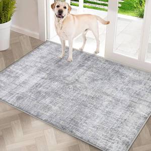 lot 49179 image: COMSLE Door Mat, Front Door Mat Indoor for Entrance Faux Wool Absorbent Non Slip Modern Throw Rug for Entryway Hallway Muddy Paws - Pet Friendly, 24x36 Inches,Grey Machine Washable - Retail $26
